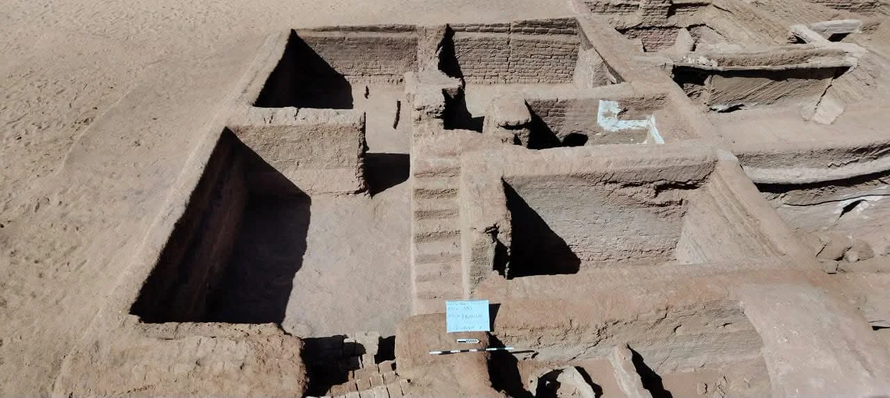 Excavated mudbrick residential buildings at the Byzantine city of Ain al-Sabil, Dakhla Oasis, Egypt