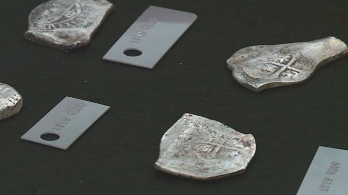 Silver coins known as reales from the wreck site
