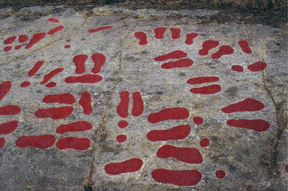 Bronze Age footprint carvings at Godegård, Västergötland.
