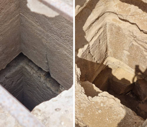 Two of the shafts, showing the cavity around the shaft