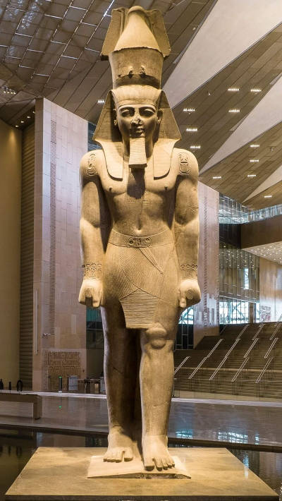 Ramesses II statue at the Grand Egyptian Museum, Cairo.