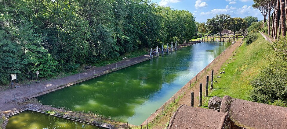 General view of the Canopus at Hadrian's Villa, Tivoli, Italy.
