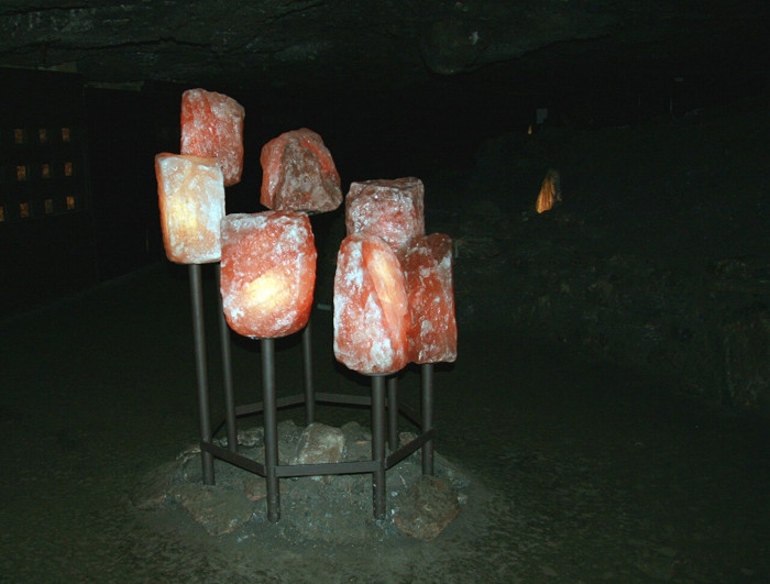 Halite crystals inside the Hallstatt salt mine.