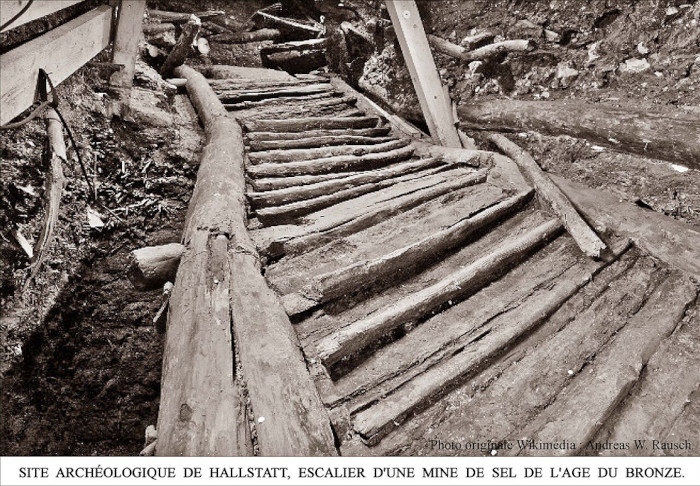 The Bronze Age wooden staircase from Hallstatt.
