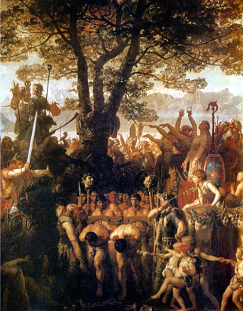The Helvetians force the Romans to pass under the yoke. Painting by Charles Gleyre