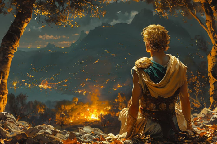 A classic illustration/portrait of the Greek god Apollo