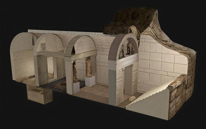 3D representation of the tomb structure.