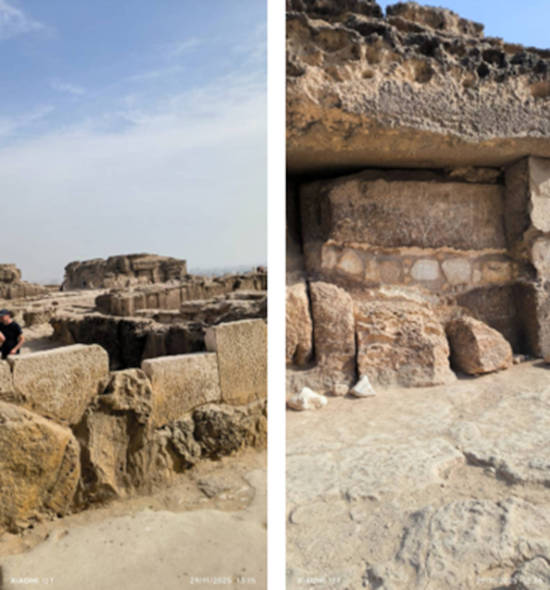 Examples of non-uniform courses of blocks, and differing block fitting styles.