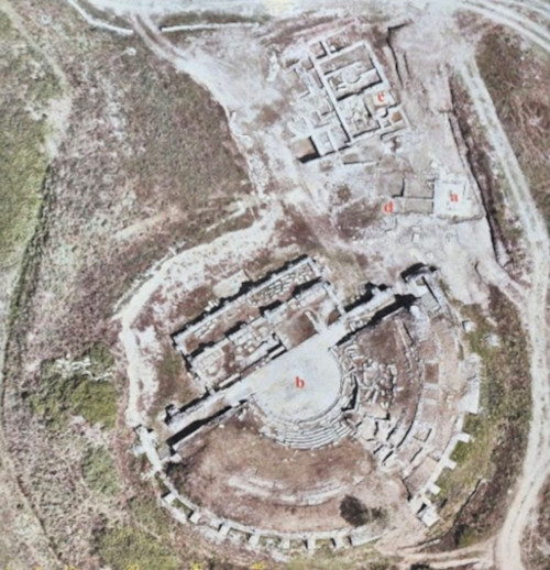Aerial view of the theater and surrounds at Hadrianopolis, Turkey. 