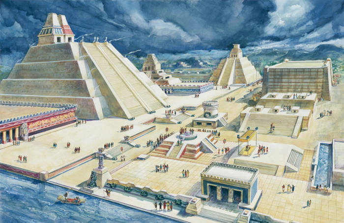 Painting of the Aztec capital of Tenochtitlan