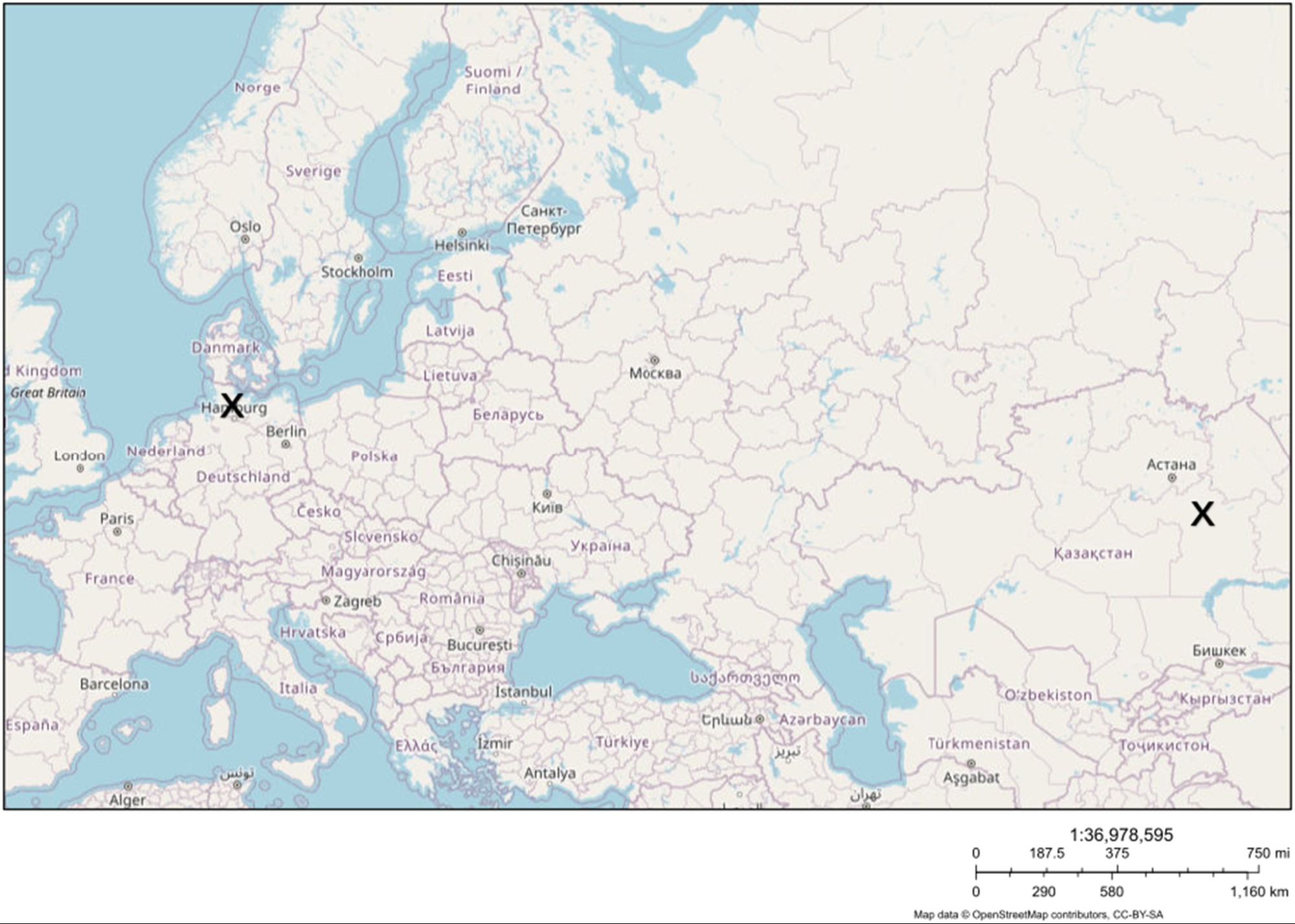 Map showing the locations of the Early Iron Age axes analyzed in the study.