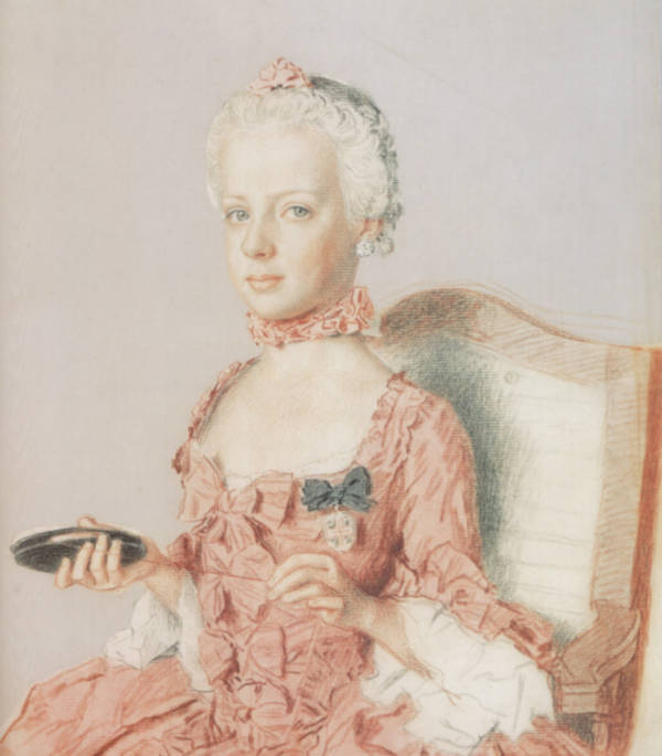 This portrait by Jean-Étienne Liotard, previously thought to portray Marie Antoinette, includes the Order of the Starry Cross medal.