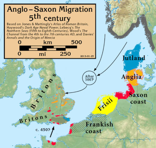 Map of migration routes in 500 AD