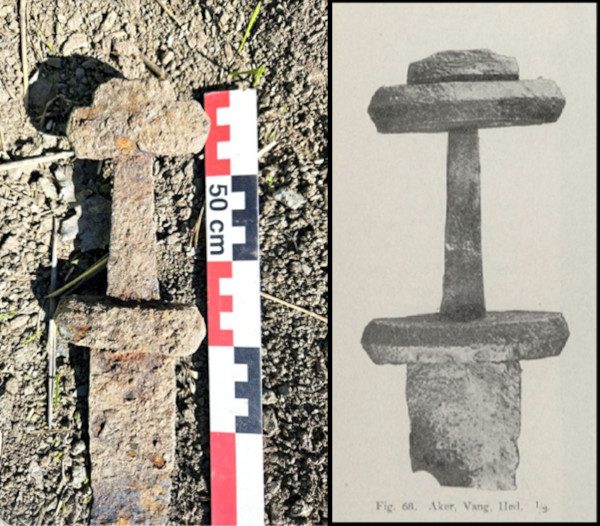 he sword from Brandbu (left) is similar to "sword type F" in Jan Petersen's "The Norwegian Viking swords (right),