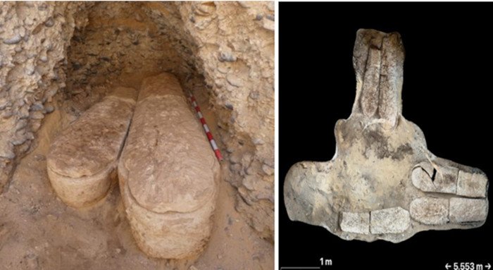 The excavated tomb and sarcophagi found at Al-Bahnasa