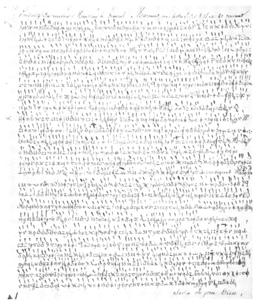 The only surviving reproduction of the 1809 cipher letter to General Marmont