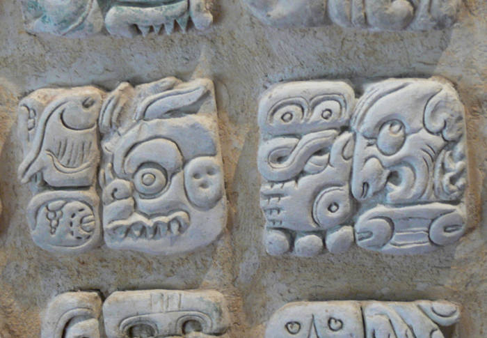 Maya glyphs photographed at Palenque.