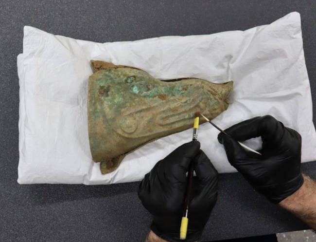 The boar standard removed from the Iron Age hoard