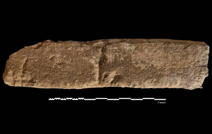 Engraved stone from the temple ruins.