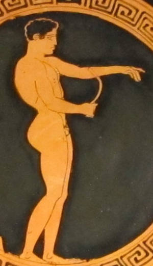 Pottery decoration of Greek using a strigil.