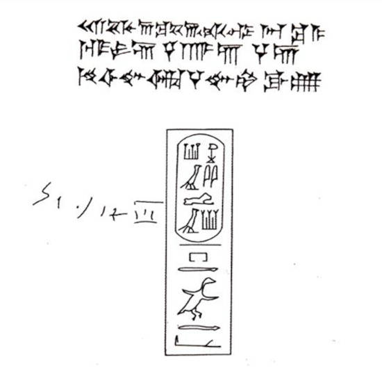 Sketch of the quadrilingual inscription on the Yale Babylonian Collection Egyptian alabastron