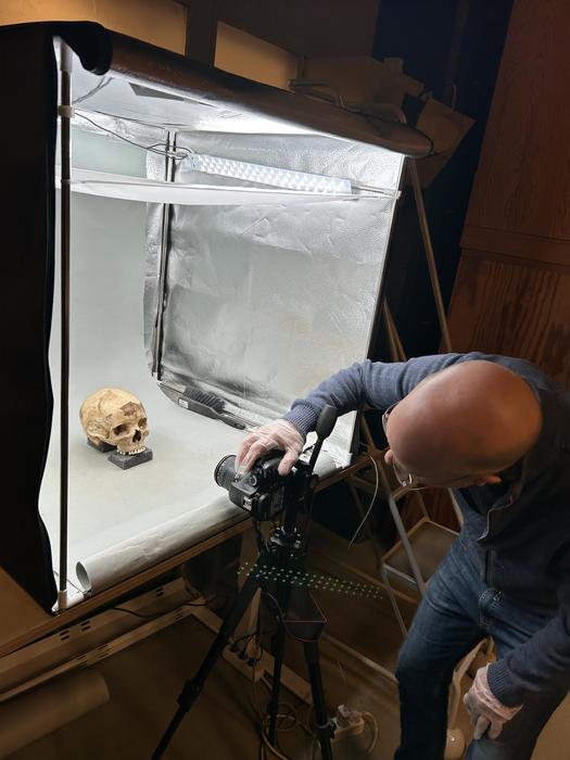 Oscar Nilsson collecting information from Lady 56 for the forensic facial reconstruction