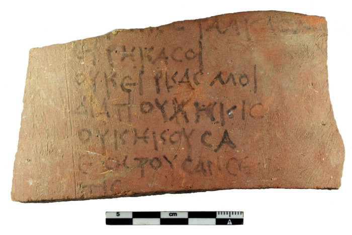 One of the ostraca with Greek script found at Athribis