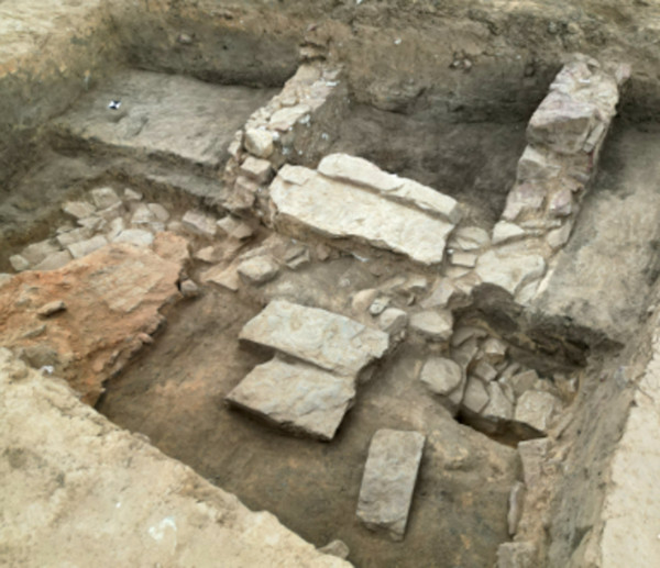 Entrance area with staircase of the 10th-century building.