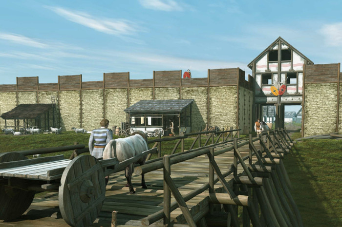 A reconstruction of a late Iron Age murus gallicus of the type the Parisii would have built