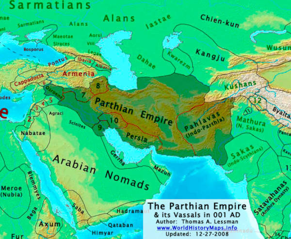 The Parthian Empire in 001 AD