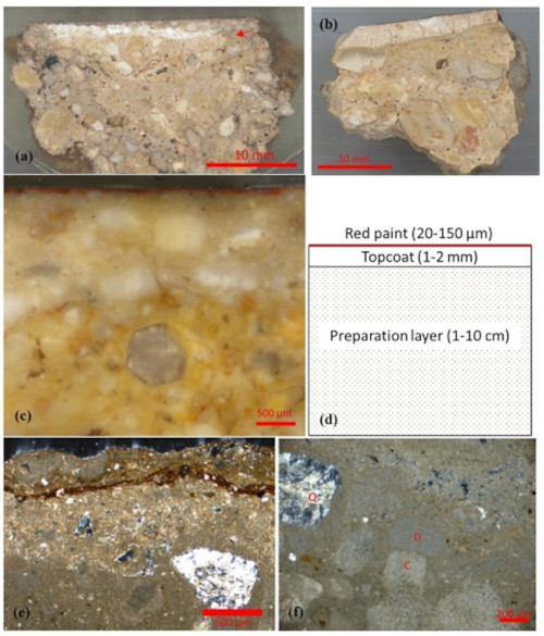Structure of plaster in floors in area B10.
