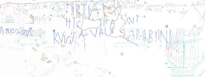 Sketch of Graffiti revealed on a section of the wall of the corridor