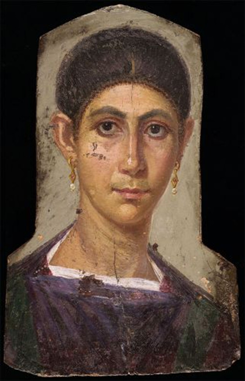 Portrait of a woman of the second century A.D. from the Fayum, Egypt, wearing a purple-dyed garment