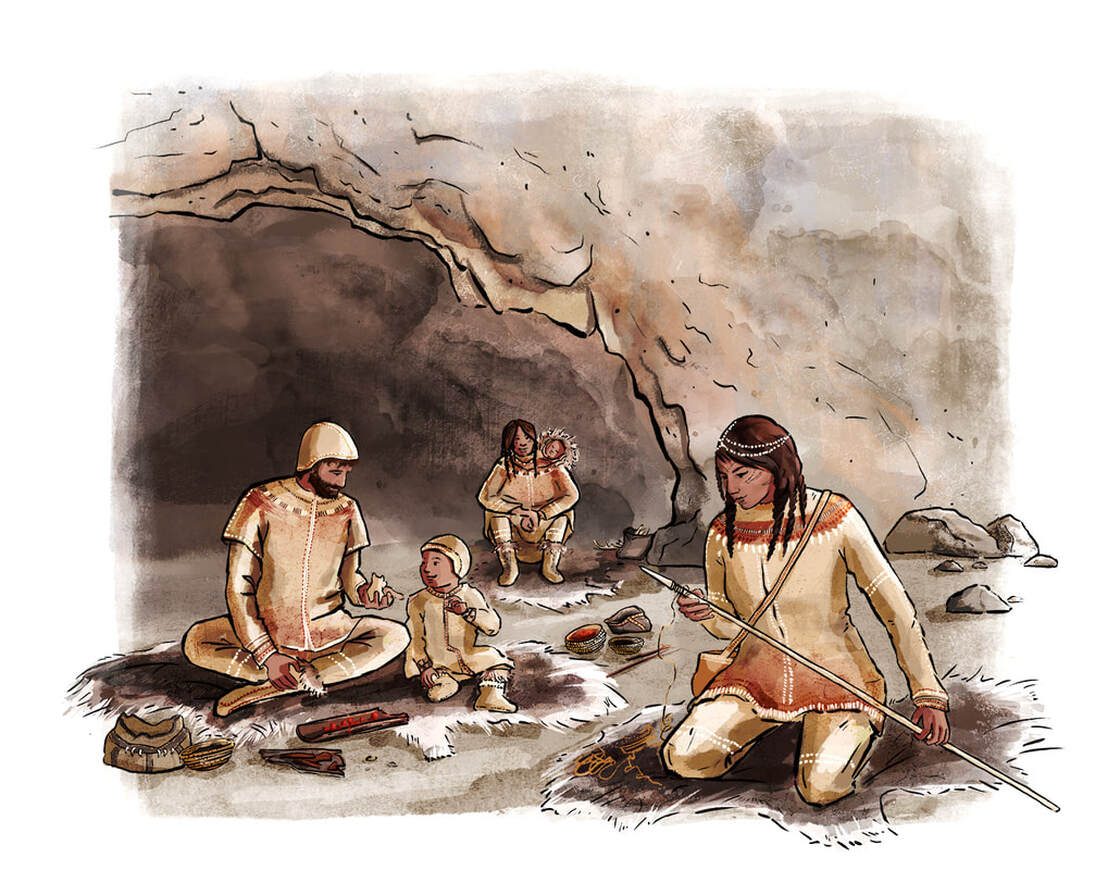 Reconstruction of early Homo sapiens hunter-gatherers in Wogan Cavern during the last Ice Age