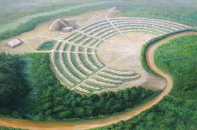 Reconstruction of the prehistoric Poverty Point earthwork complex