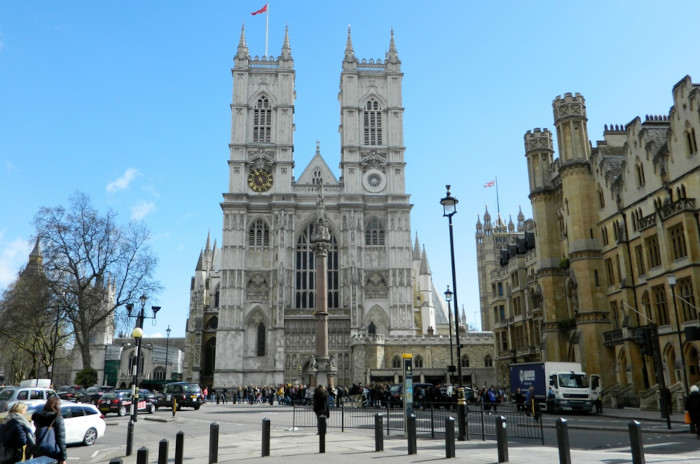 Westminster Abbey façade, London.