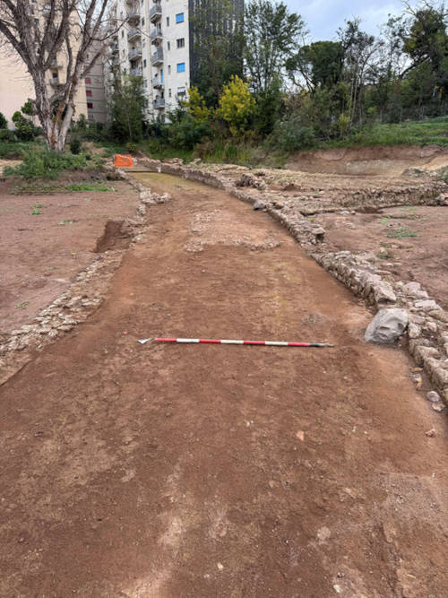 The excavated Roman road.
