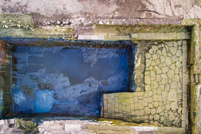 Aerial view of cistern or basin.