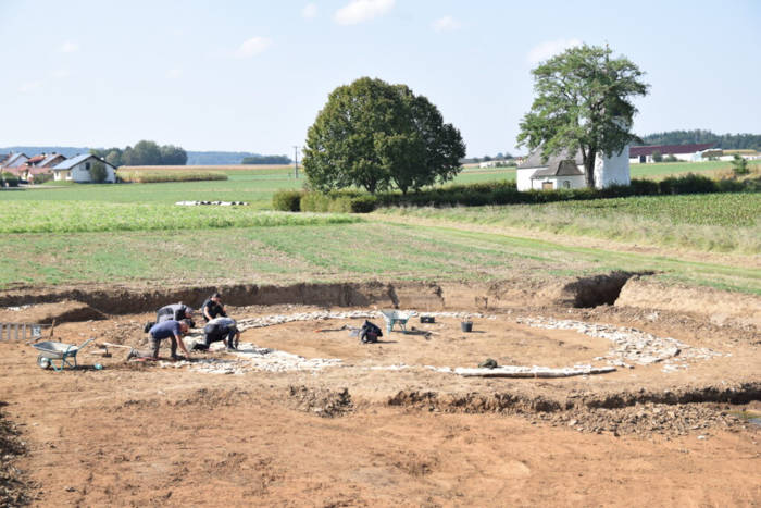 The stone circle uncovered in the northeast of the village of Wolkertshofen