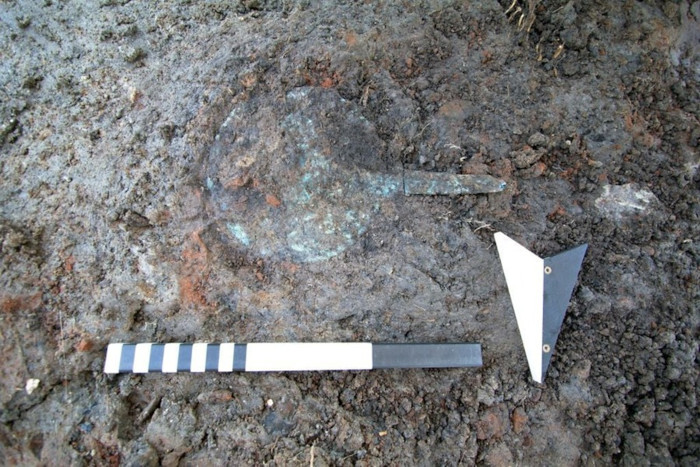 A mirror found in the excavations of the temple. 