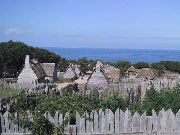 The recreated 17th-century village at Plimoth Patuxet Village