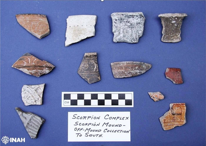 Ancient pottery fragments discovered at the scorpion mound