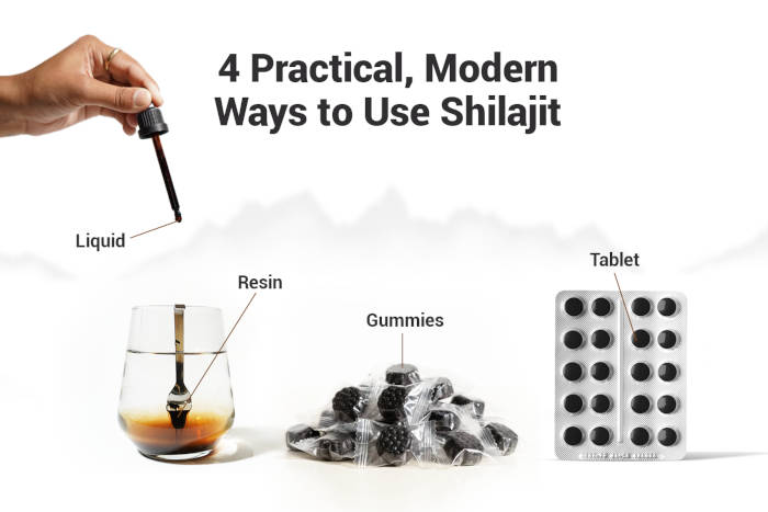 Infographic, four ways to ingest shilajit.
