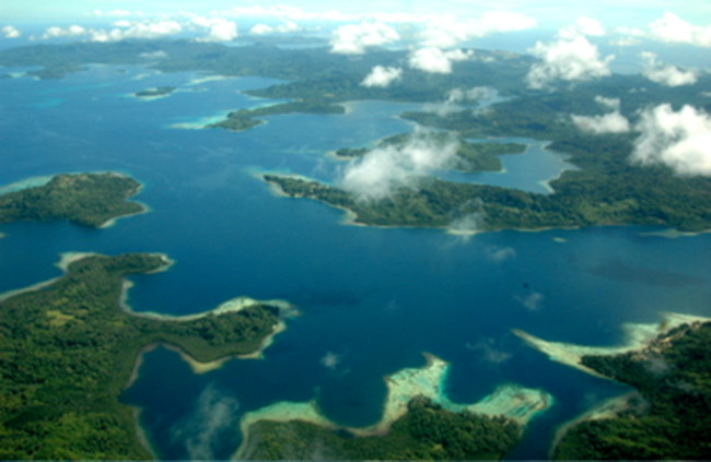 Ariel view of a part of the Solomon Islands.