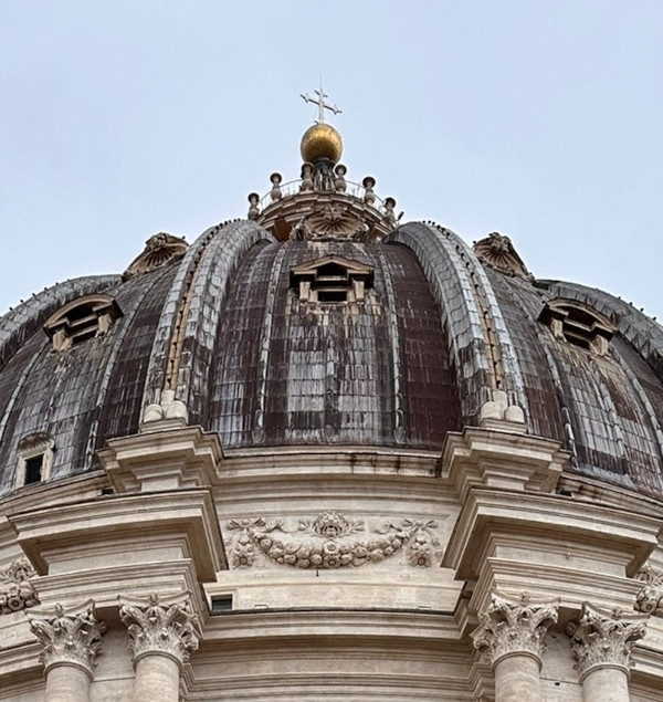 Exterior detail of St. Peter’s from the roof, showing the Palla golden ball.