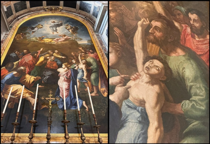Detailed views of the Altar of the Transfiguration in Saint Peter’s Basilica