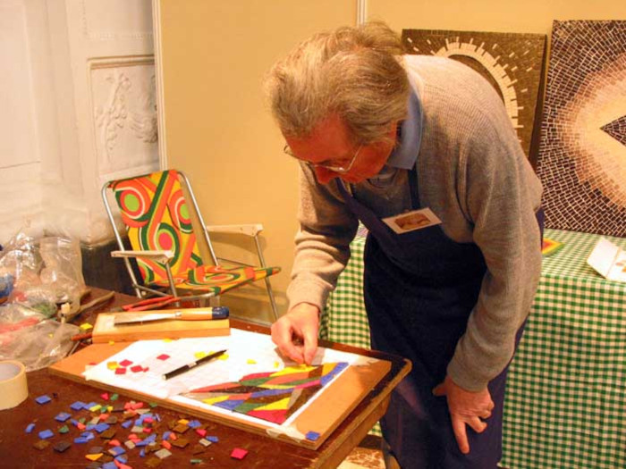 A modern mosaicist at work in his studio