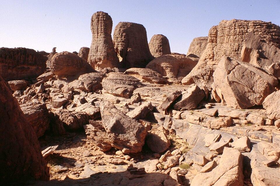 Stone towers rise from the sand in Algeria&rsquo;s Tassili n&rsquo;Ajjer UNESCO World Heritage Site