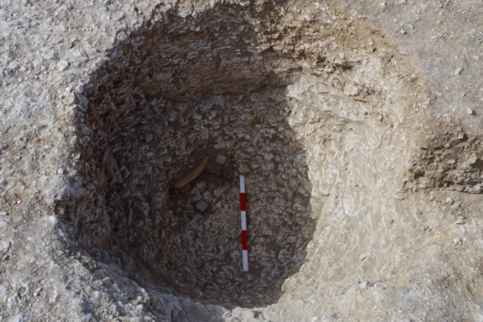 One of the pits in which the poles once stood at Bulford