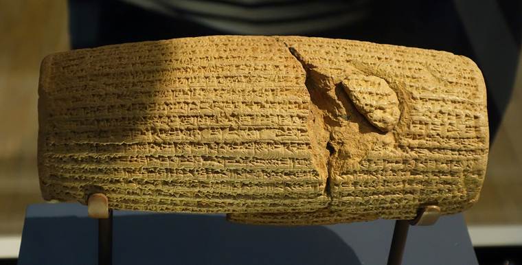 The famous Cyrus Cylinder in the Persian Empire considered to be the first charter of human rights